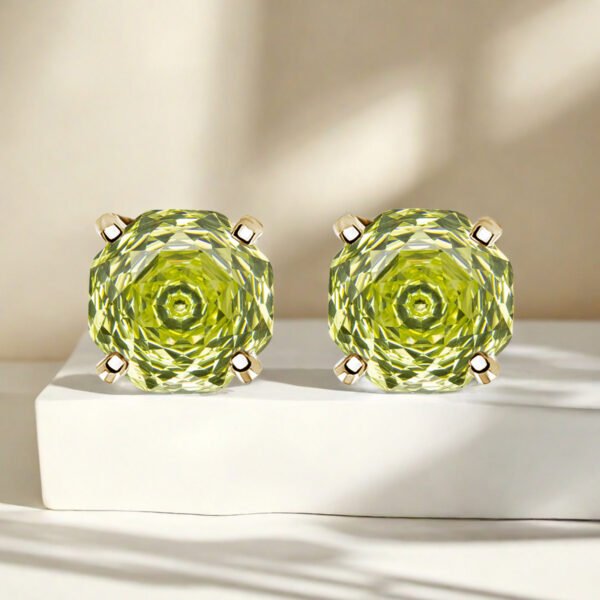 Apple green Cubic zirconia rose cut S925 Earrings - Image 3