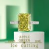 Apple green Zircon radiant ice cut S925 silver ring